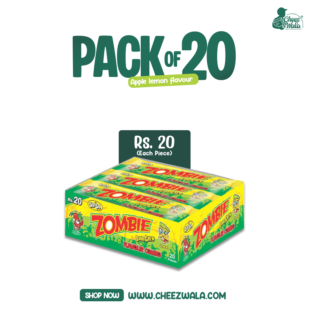Jojo | Zombie Sour Chew Combo Flavor (Apple + Lemon) - Pack Of 20 (Rs. 20)