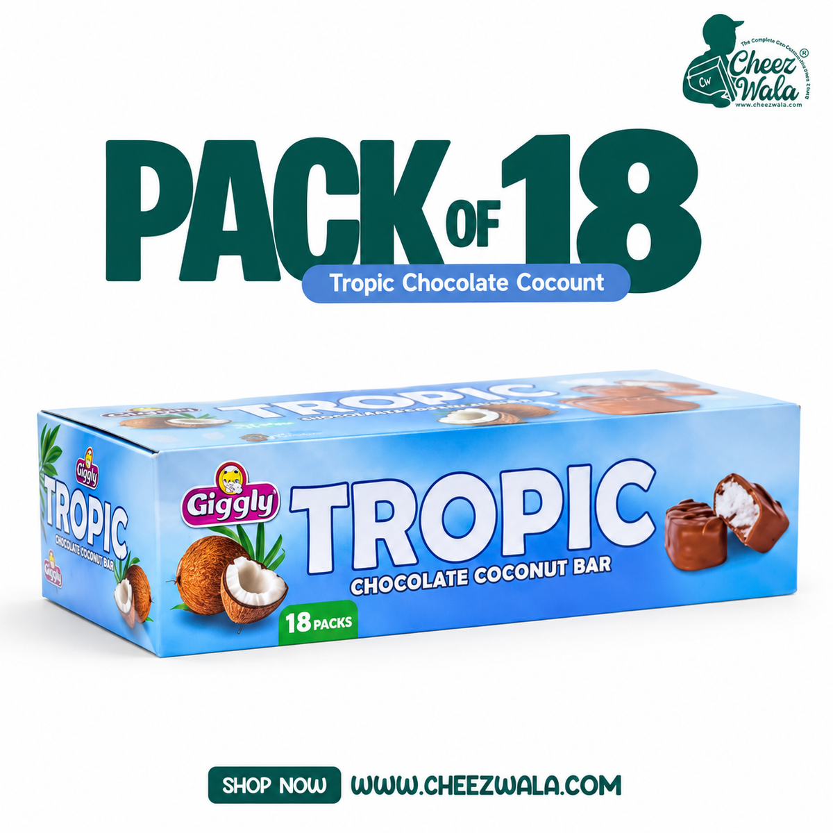 Giggly | Tropic Chocolate Coconut - Pack Of 18