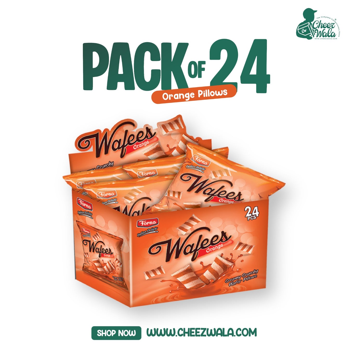 Forno | Wafees Orange Wafers (Rs. 10) - Pack Of 24