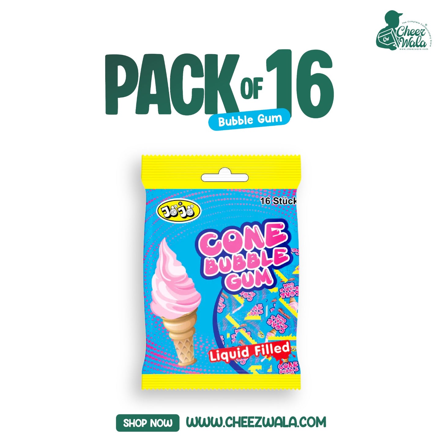 Jojo | Cone Bubble Gum - Pack of 16