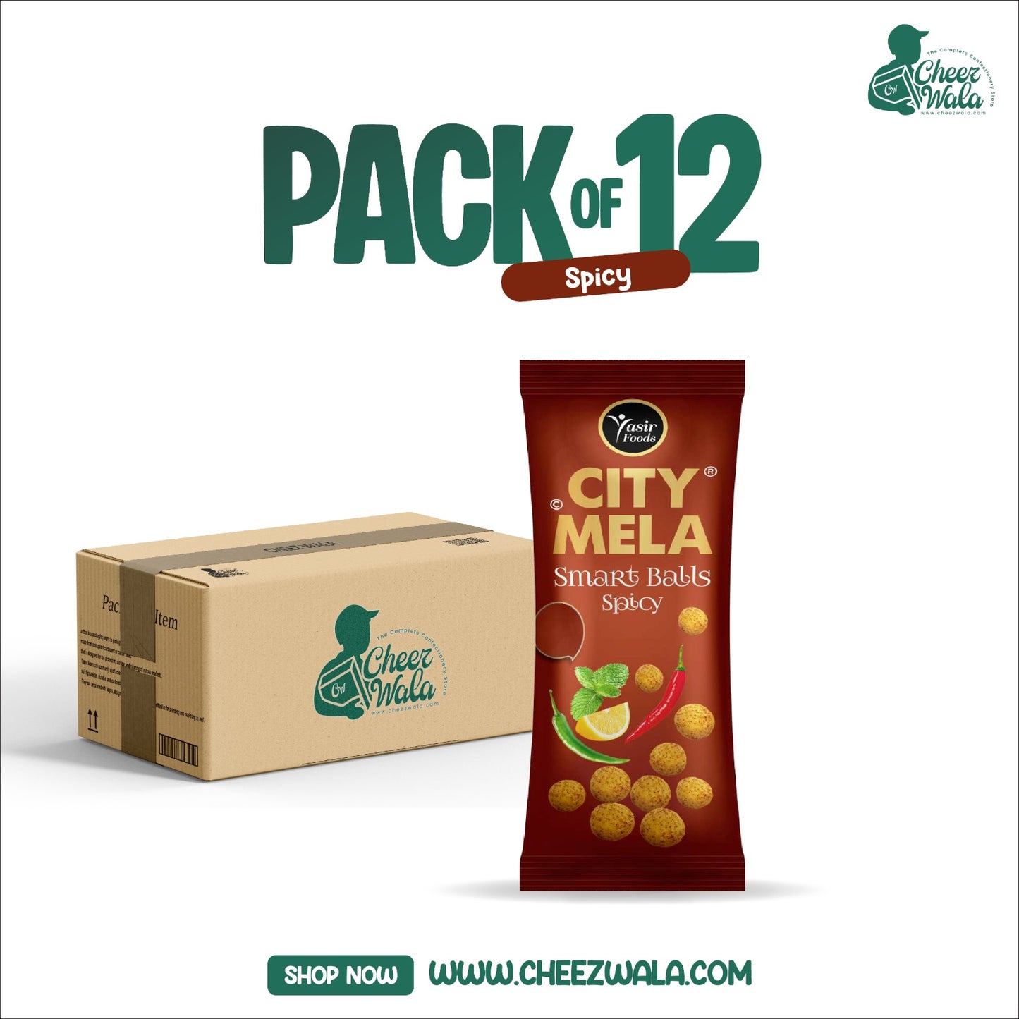 YAF | City Mela Smart Balls Spicy - Pack Of 12
