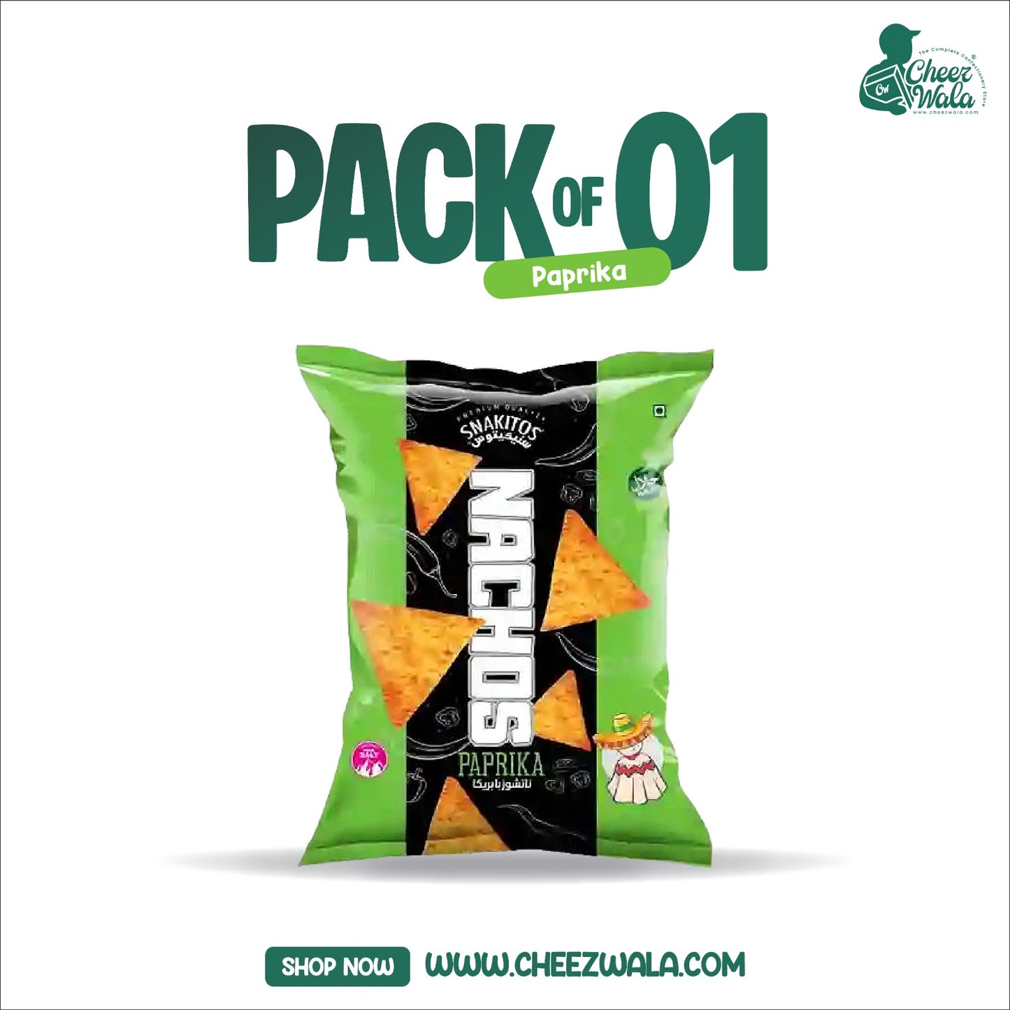 FM | Snakitos Nachos Paprika 50gms - Pack of 01