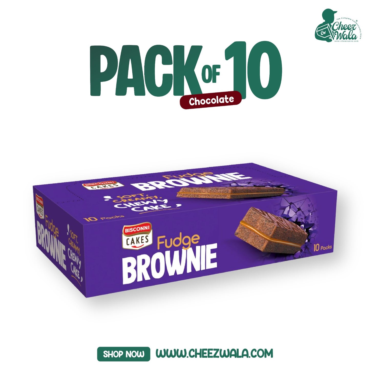 Bisconni | Fudge Brownie Cake - Pack of 10