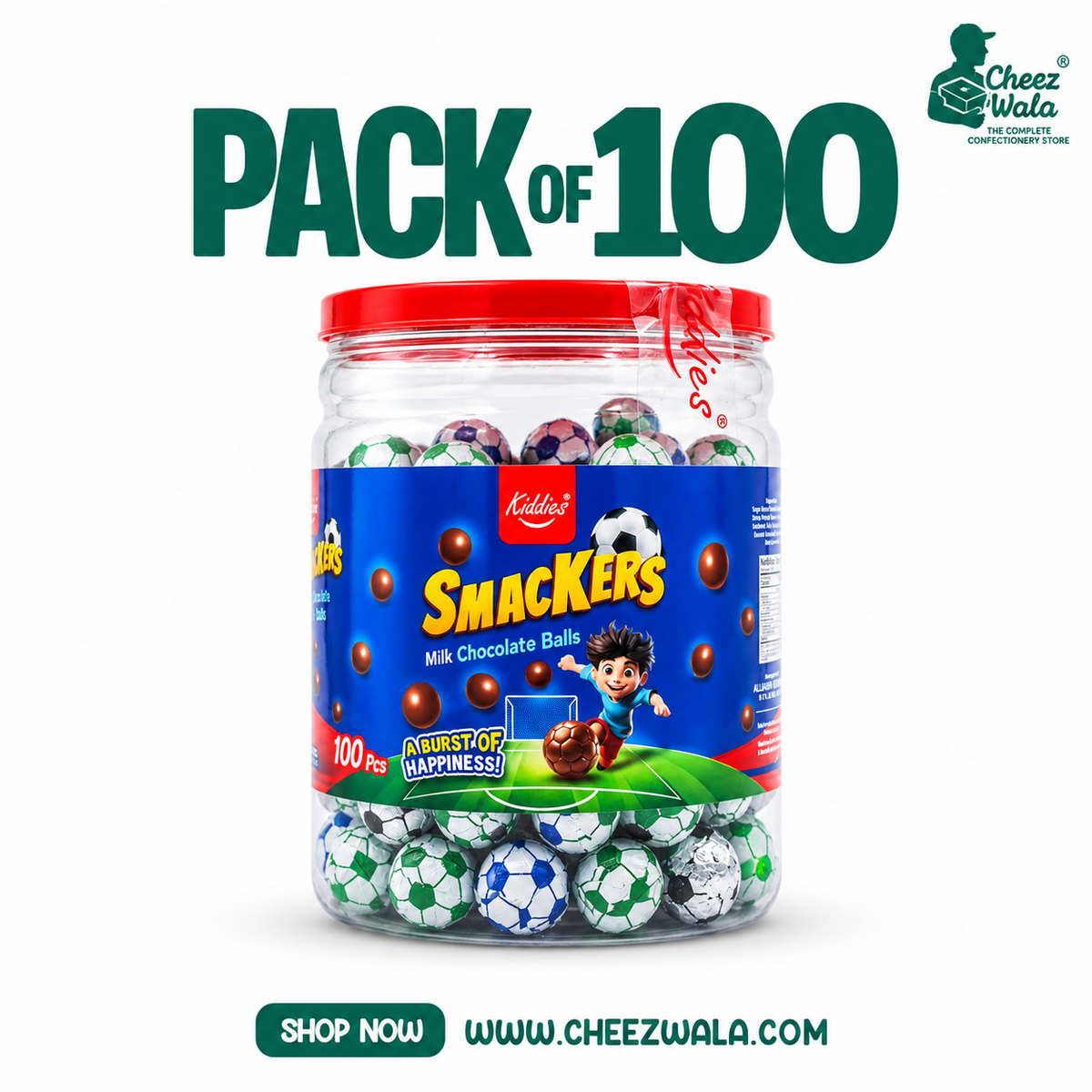 Kiddies | Smackers Milk Chocolate Balls - Pack of 100