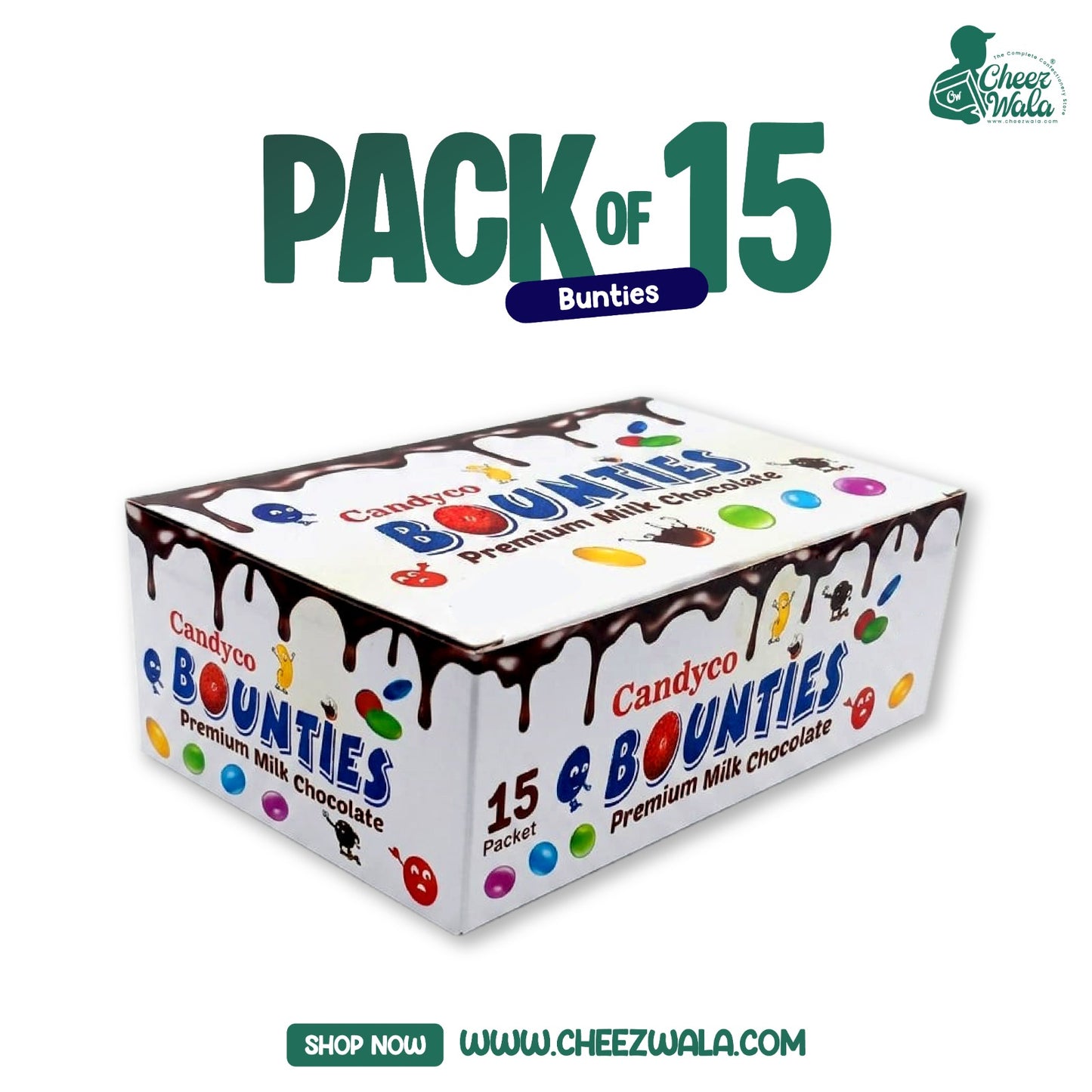 Candyco | Bounties Premium Milk Chocolate Fun Pack - Pack of 15 (Rs. 20)