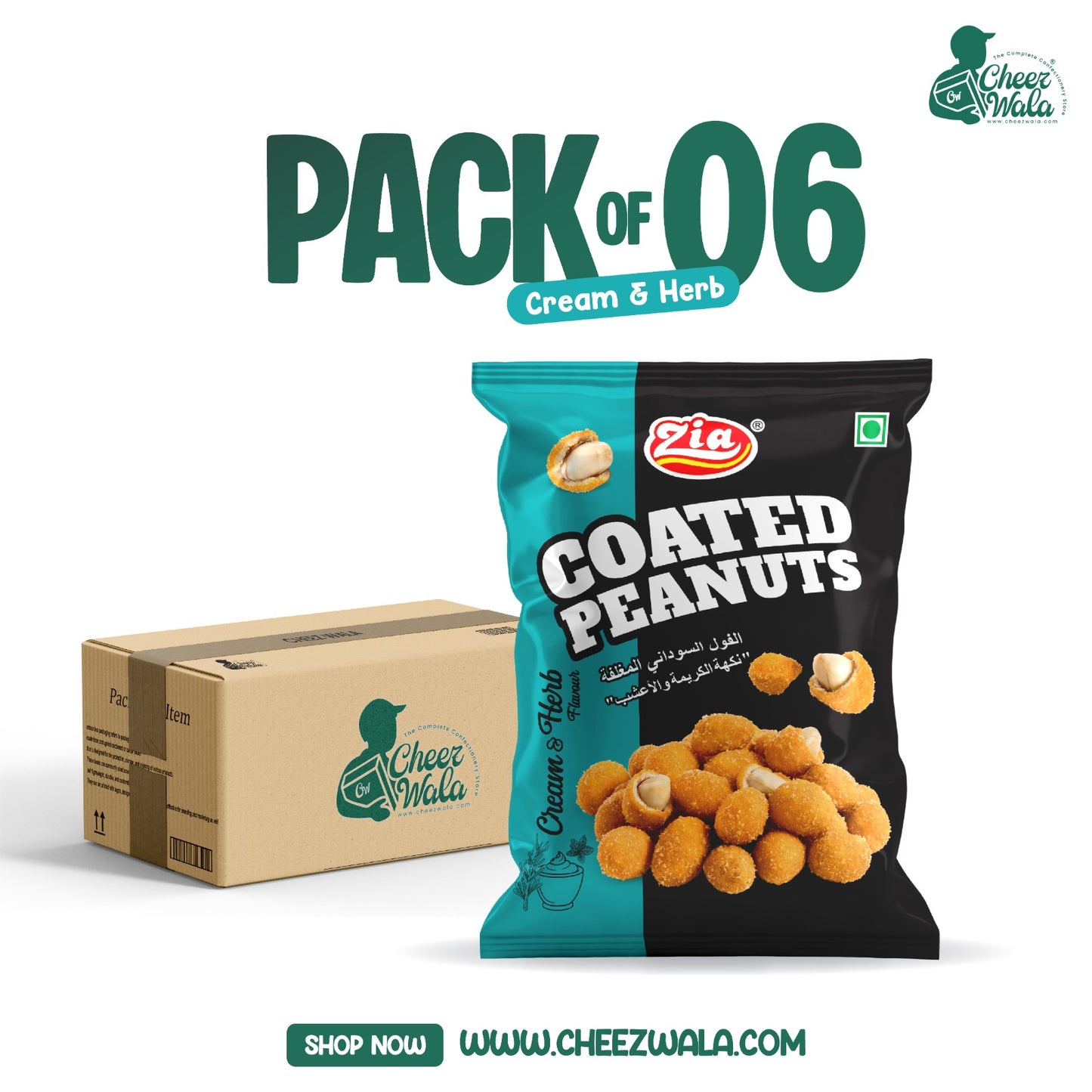 Zia | Cream & Herb Coated Peanuts - Pack of 06