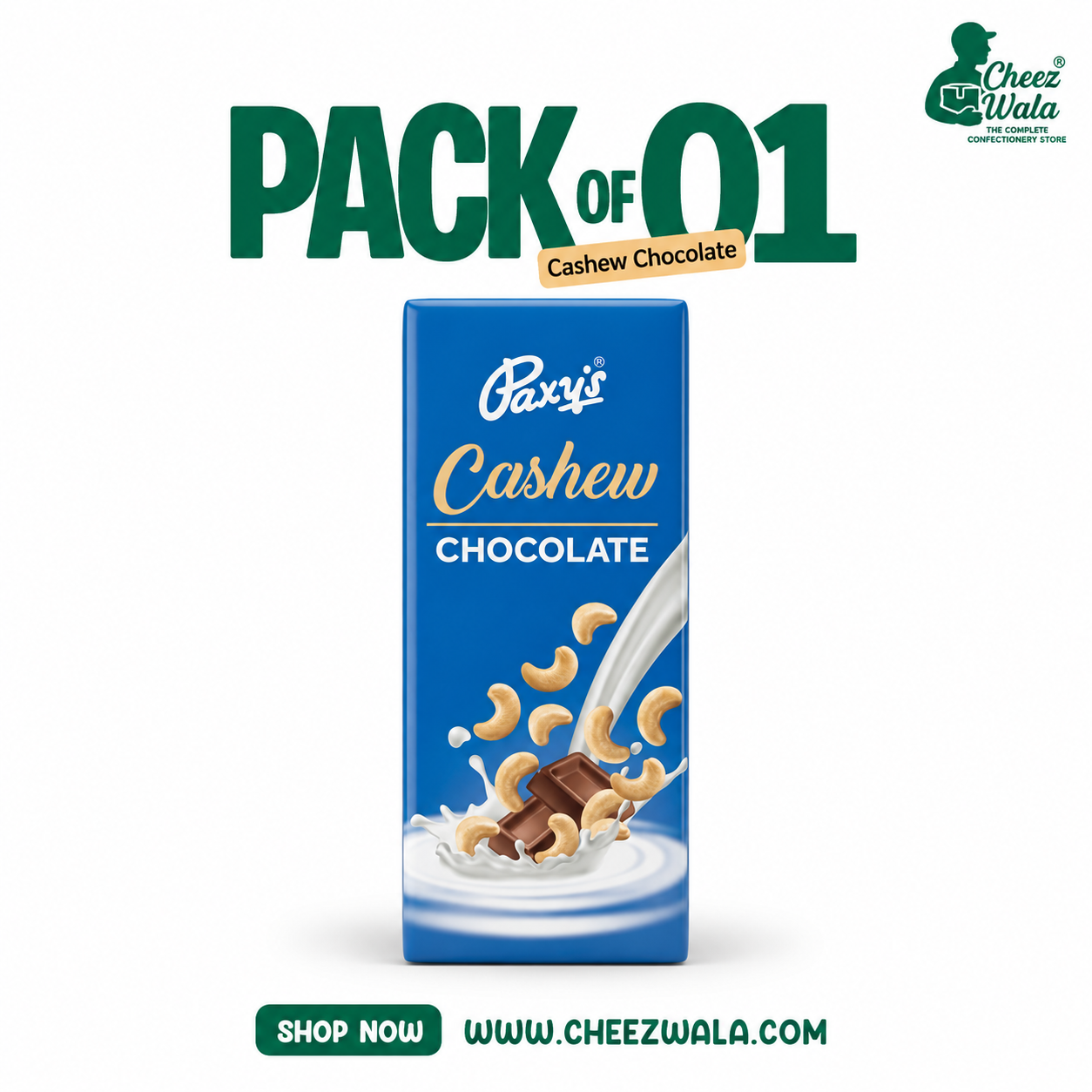 Paxy | Cashew Chocolate - Pack of 01