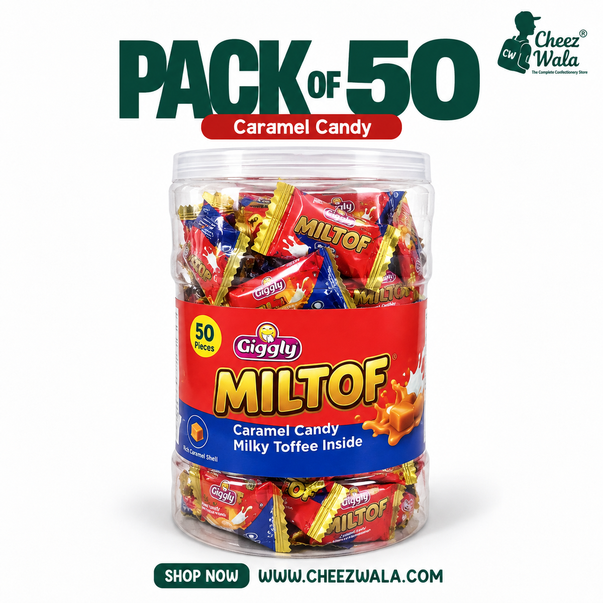 Giggly | Miltof Caramel Candy - Pack Of 50