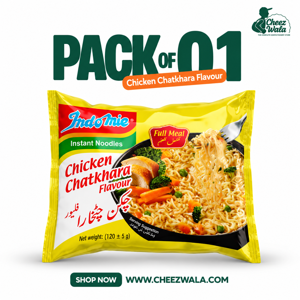 Indomie | Chicken Chatkhara Flavor Noodles 120gms - Pack of 01