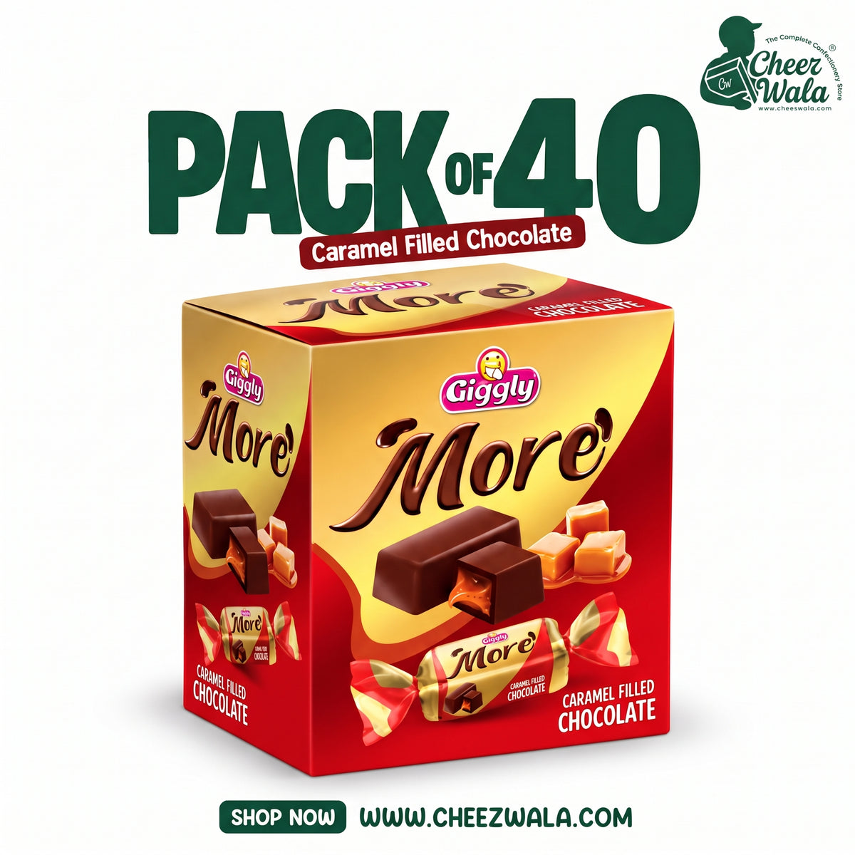Giggly | More Caramel Filled Chocolate - Pack Of 40