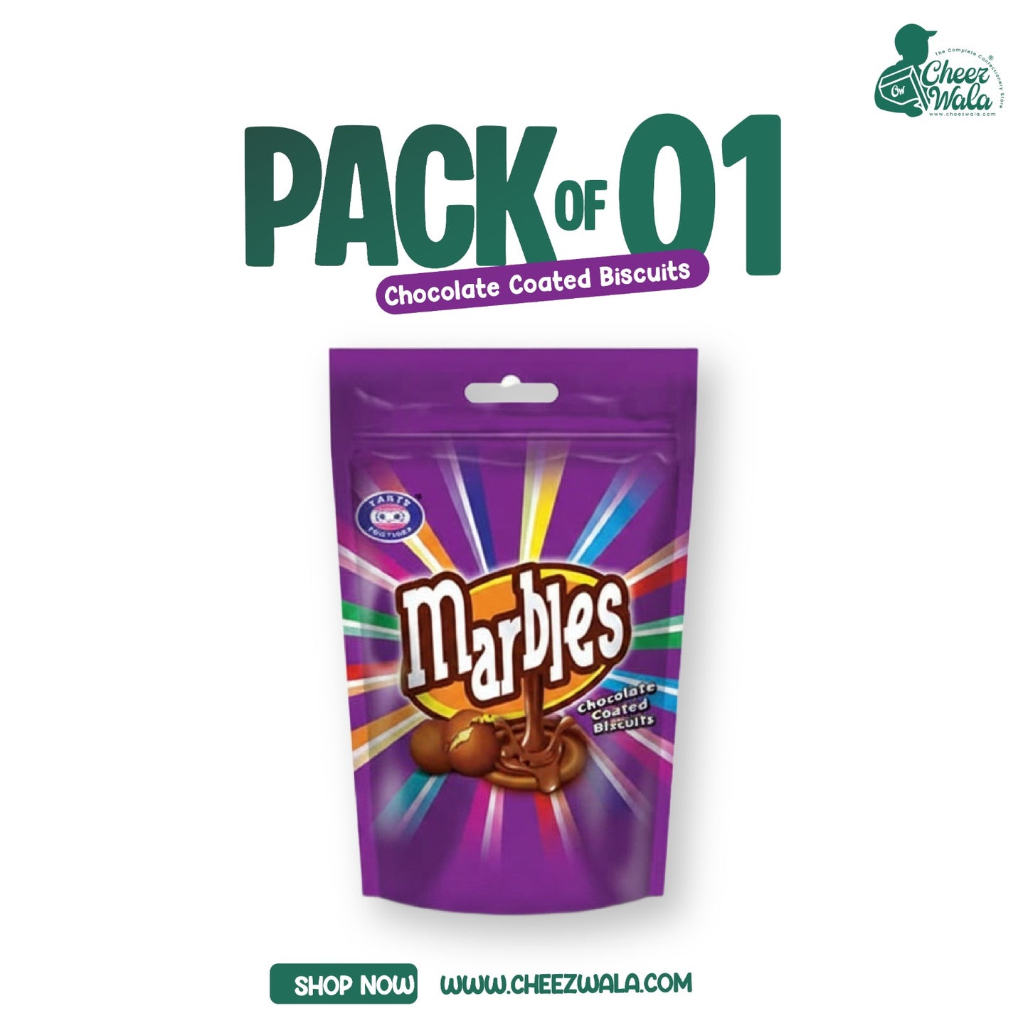 Taste Factory | Marbles Chocolate Coated Biscuits Pouch - Pack of 01