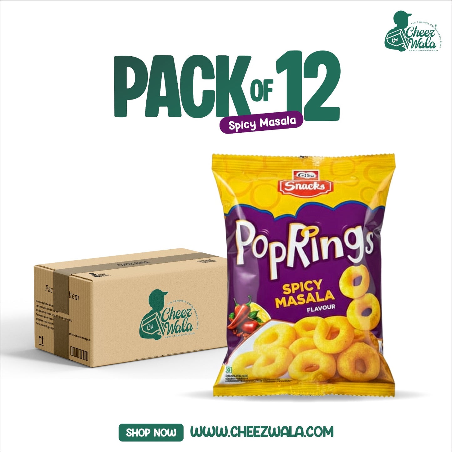 Gibs | Pop Rings Spicy Masala - Pack of 12