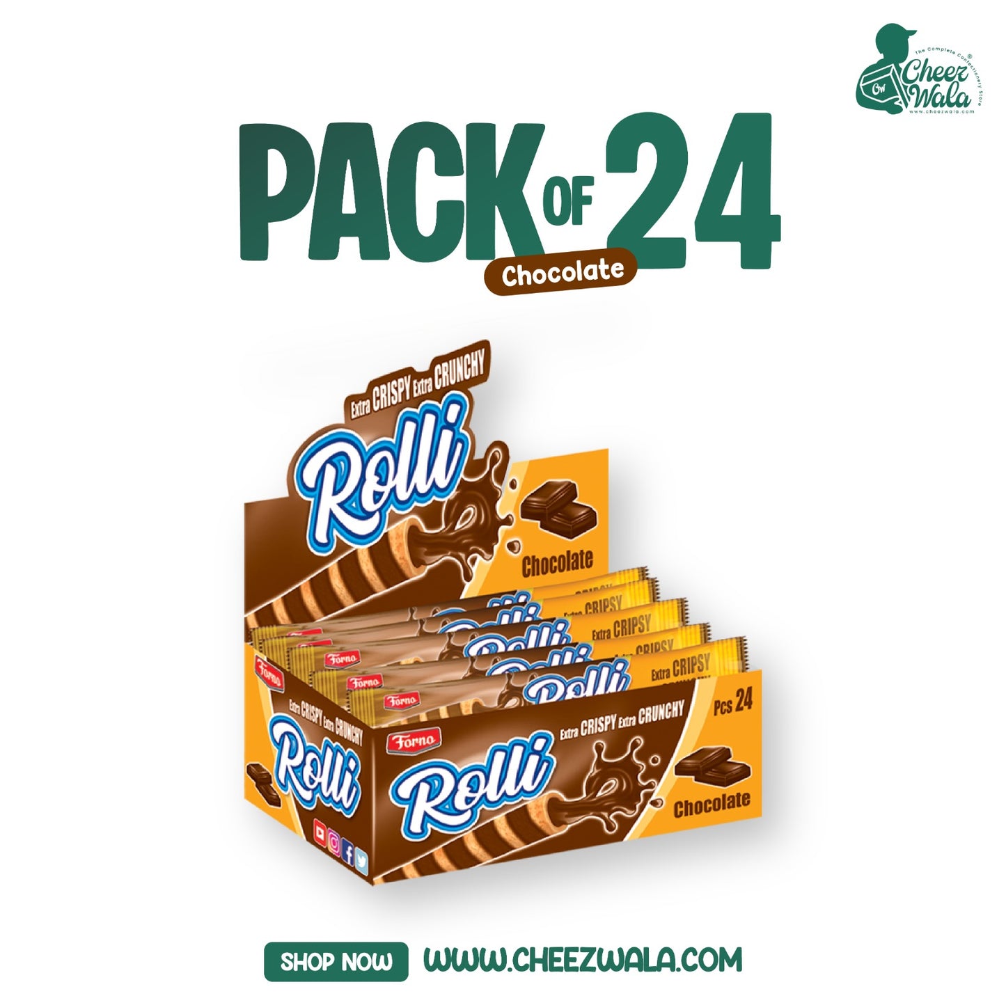 Forno | Rolli Chocolate Wafer Stick (Rs. 10) - Pack Of 24