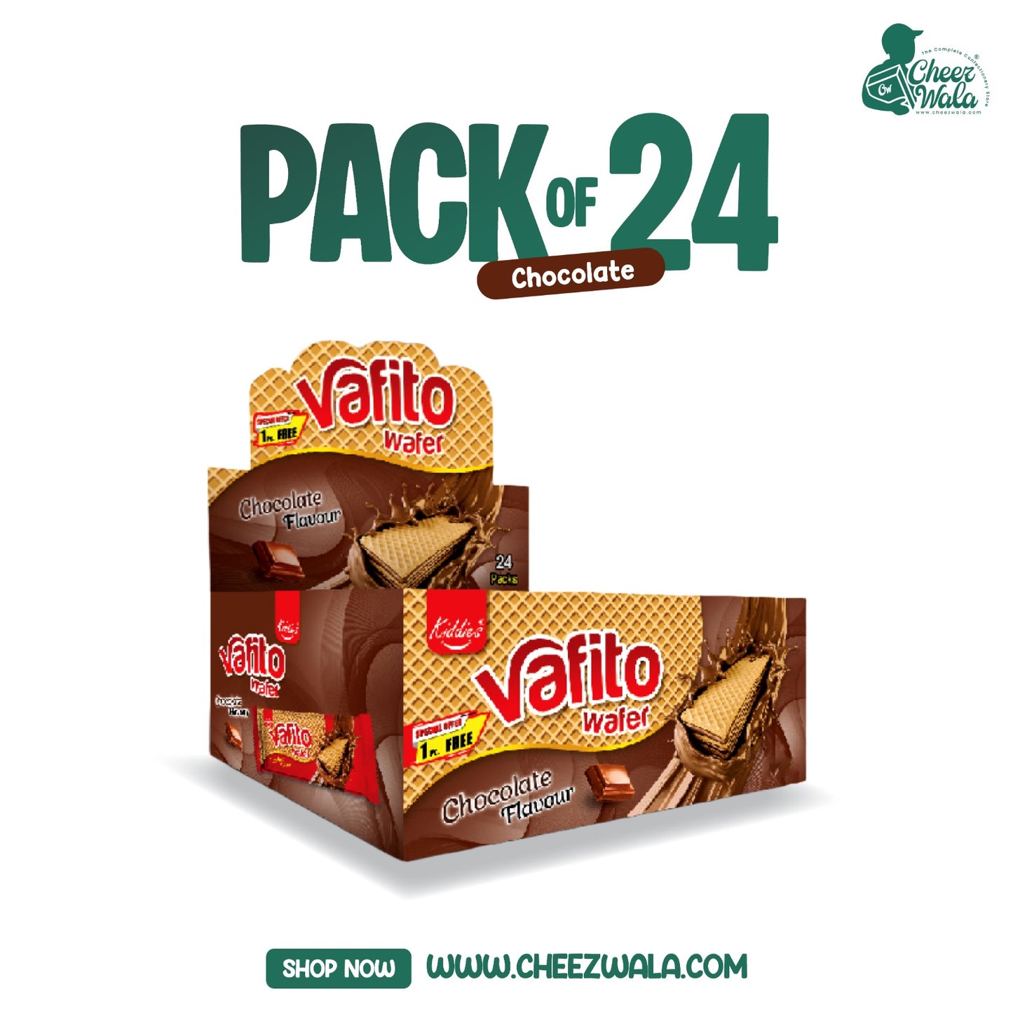 Kiddies | Vafito Chocolate Wafer - Pack of 24 (Rs. 10)