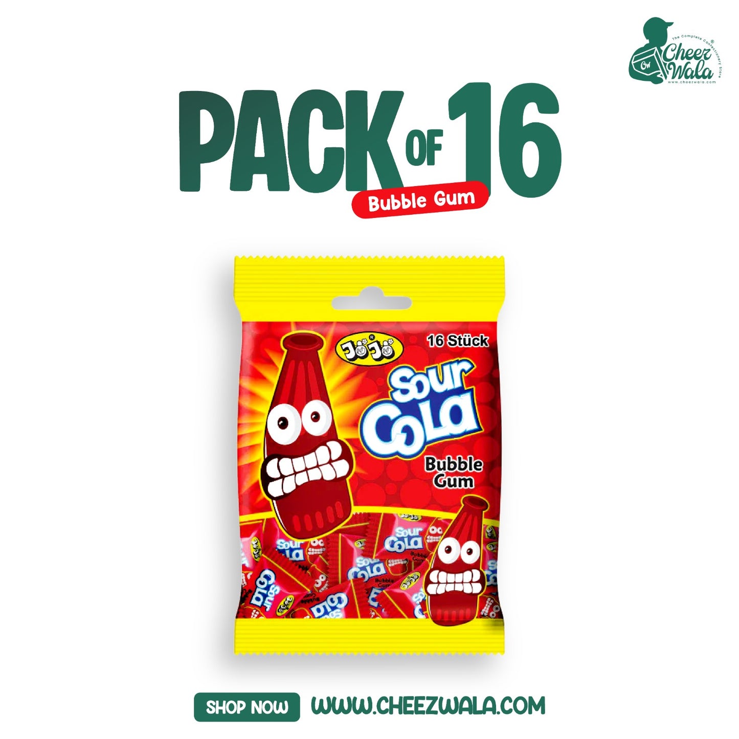 Jojo | Sour Cola Bubble Gum - Pack of 16
