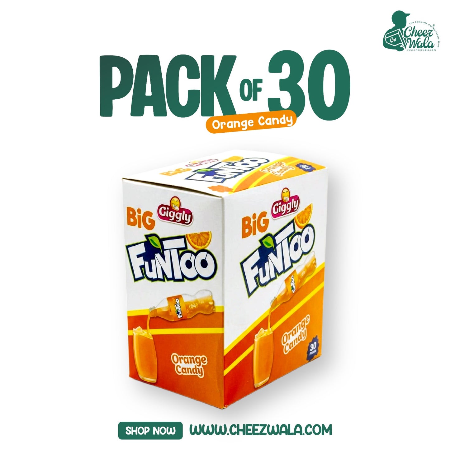 Giggly | Big Funtoo Orange Candy - Pack of 30
