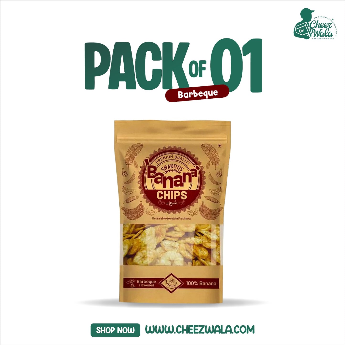 FM | Snakitos Banana Chips Barbeque - Pack of 01