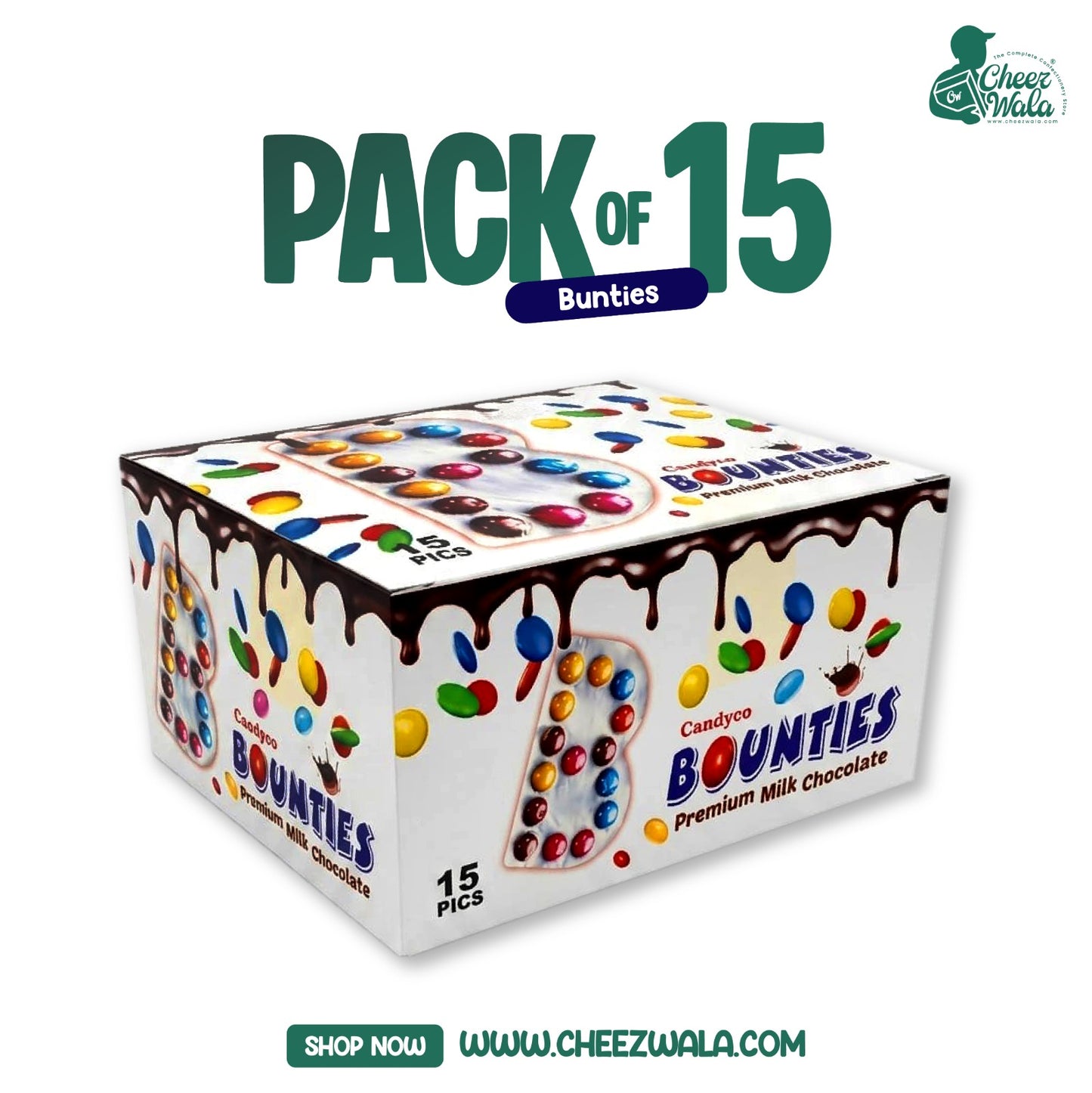 Candyco | Bounties Premium Milk Chocolate - Pack of 15 (Rs. 20)