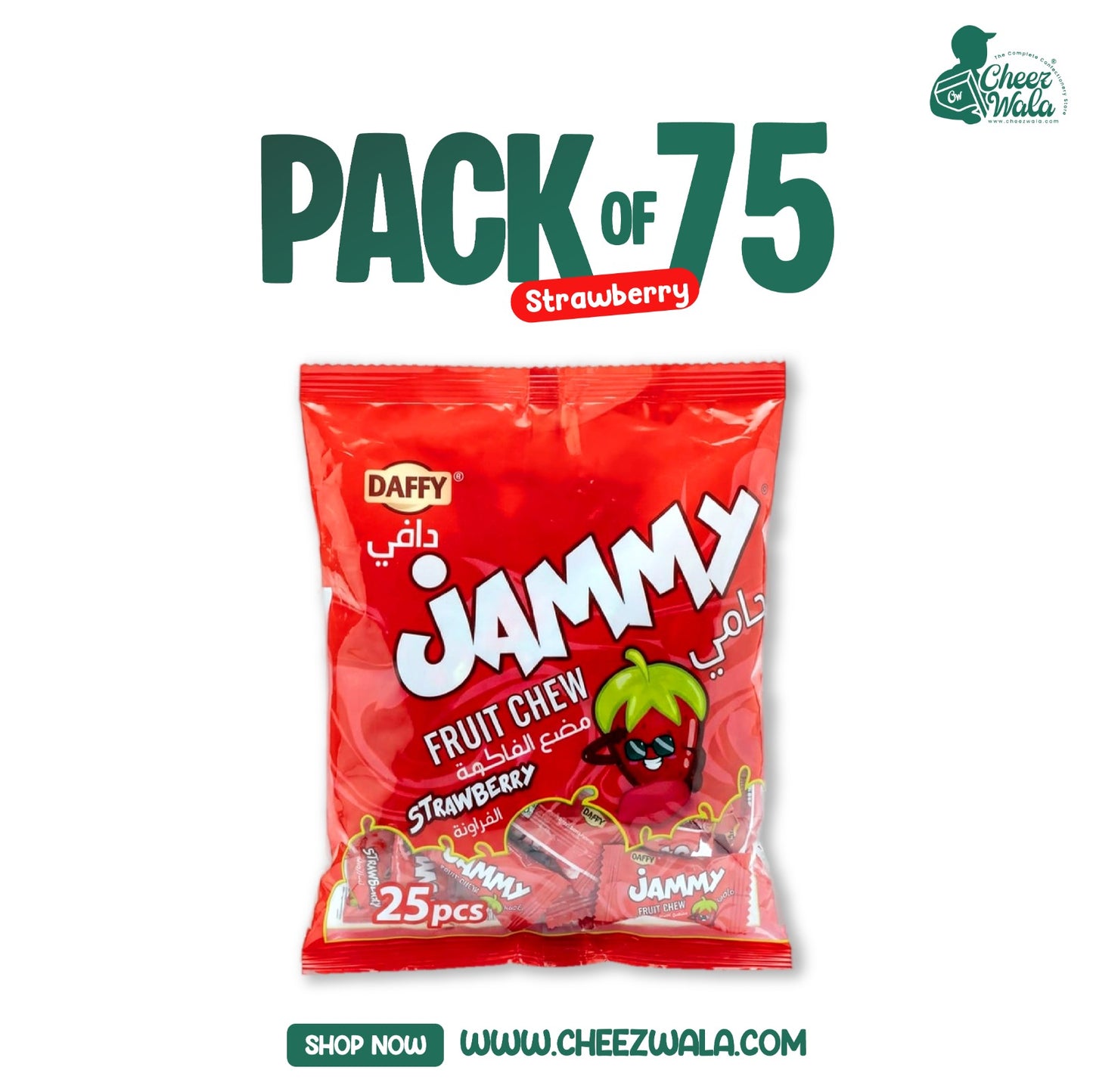 Daffy | Jammy Fruit Chew Strawberry - Pack Of 75 (Rs.150)