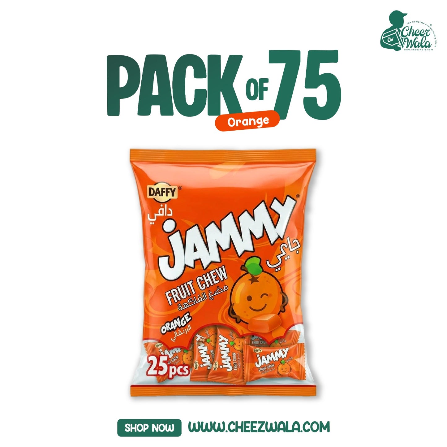 Daffy | Jammy Fruit Chew Orange - Pack Of 75 (Rs.150)