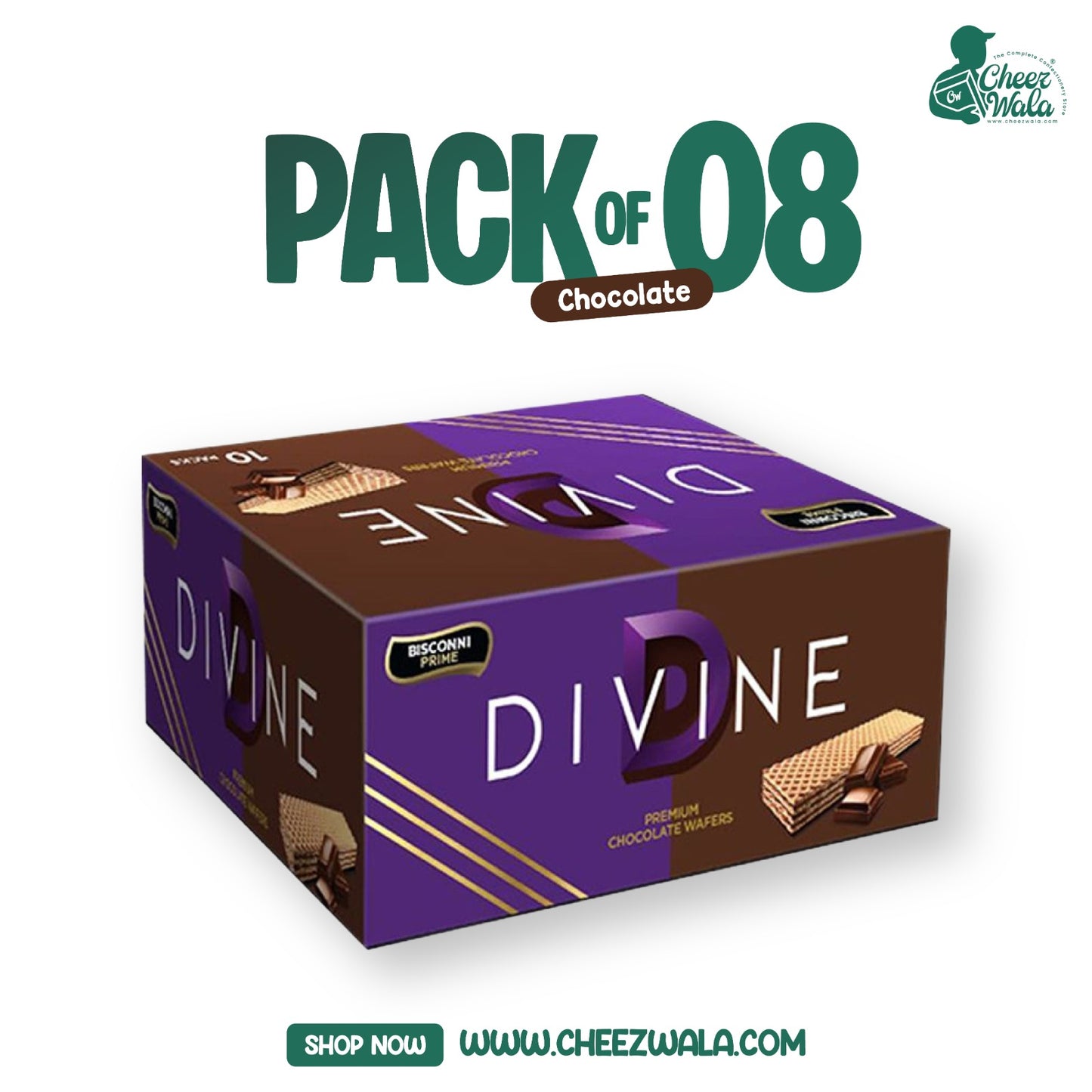 Bisconni | Divine Chocolate Wafers - Pack of 08