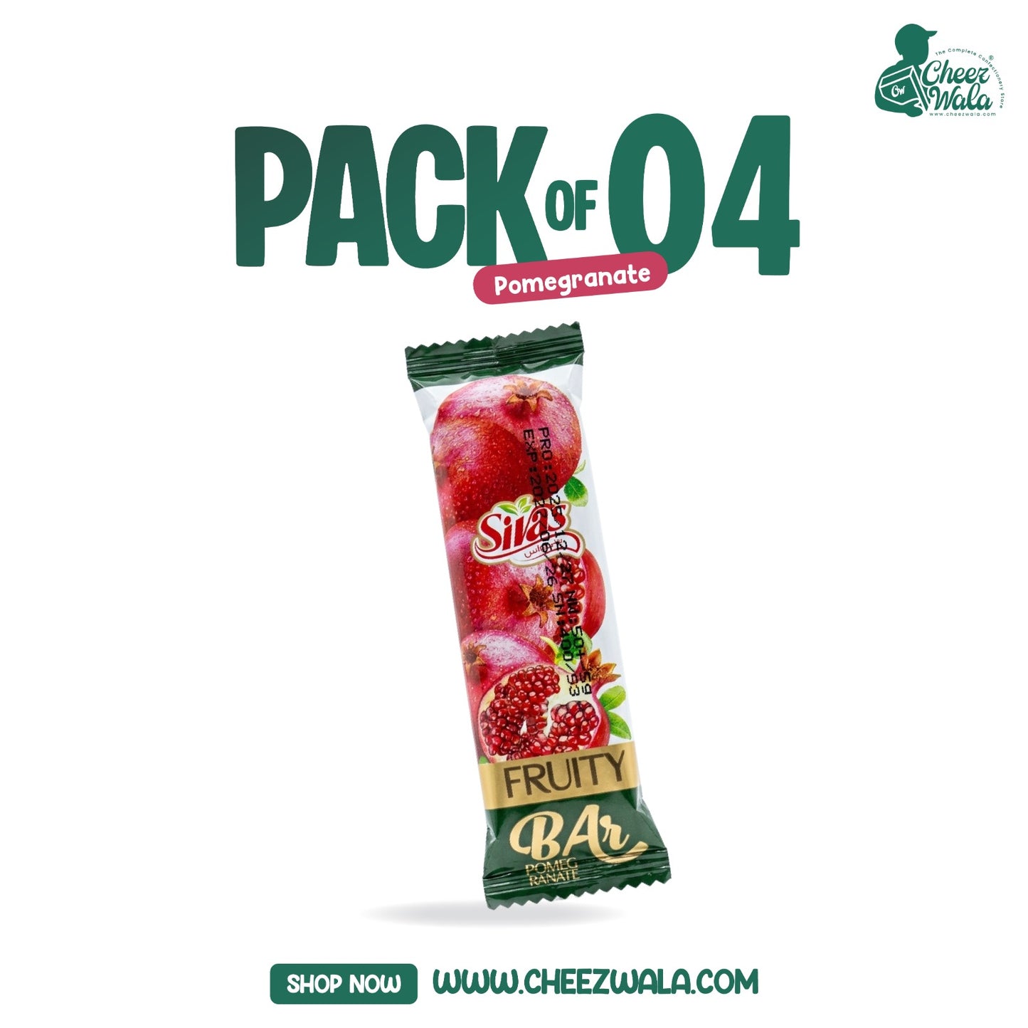 Sivas | Fruity Bar Pomegranate Stick - Pack of 04