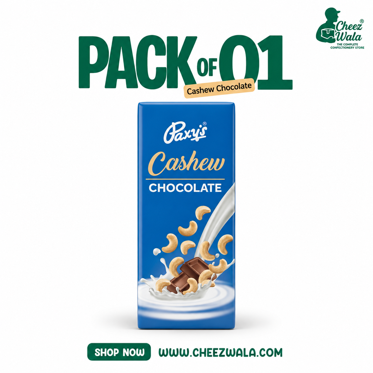 Paxy | Cashew Chocolate - Pack of 01